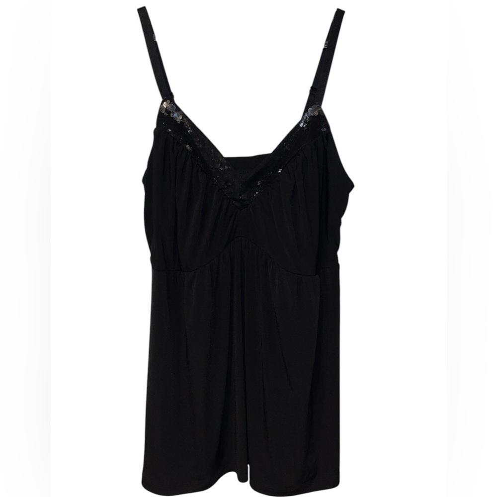 Torrid Sequin V-Neck Cami Top With Adjustable Straps Black Size 2